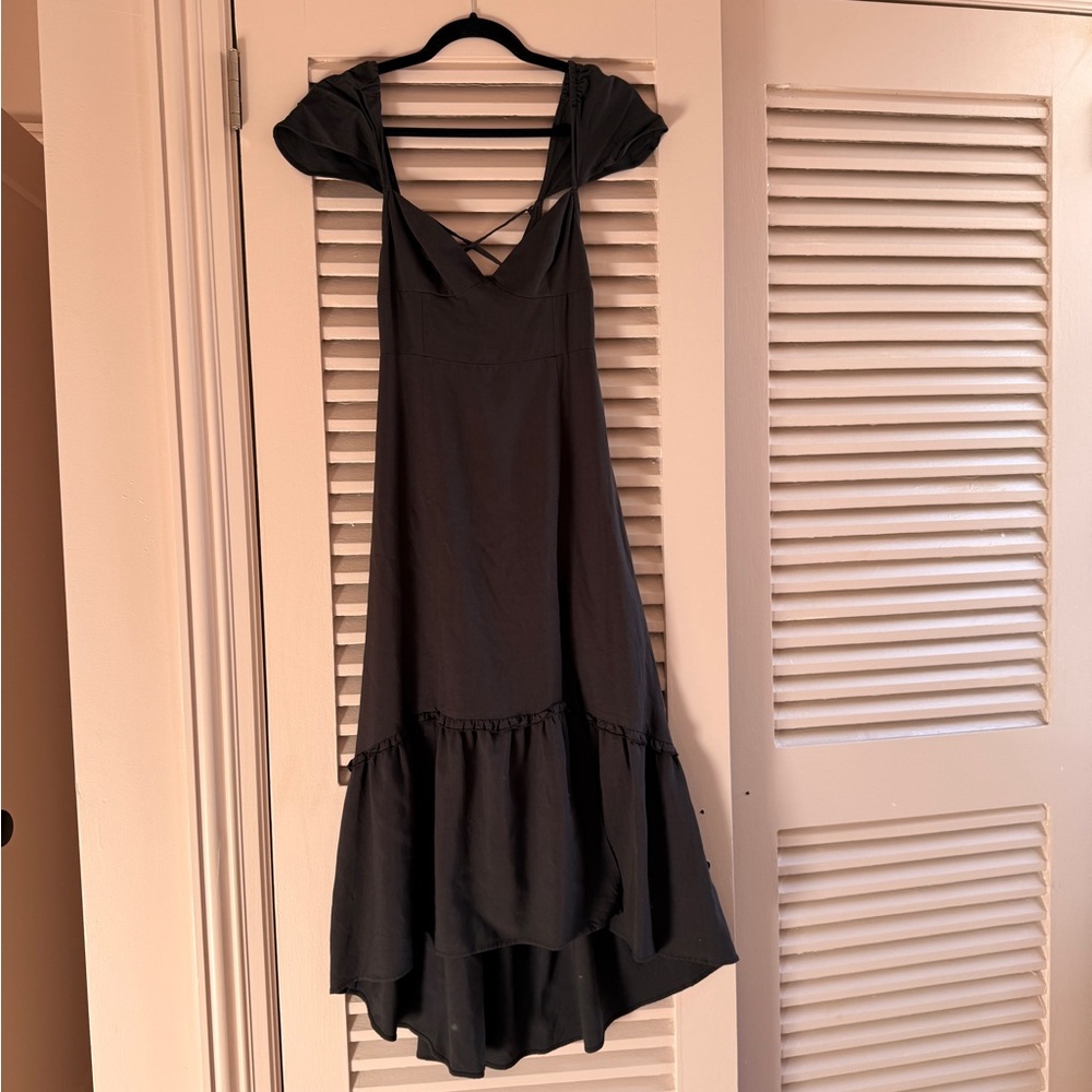 Soft Black UO Flirty Midi Dress